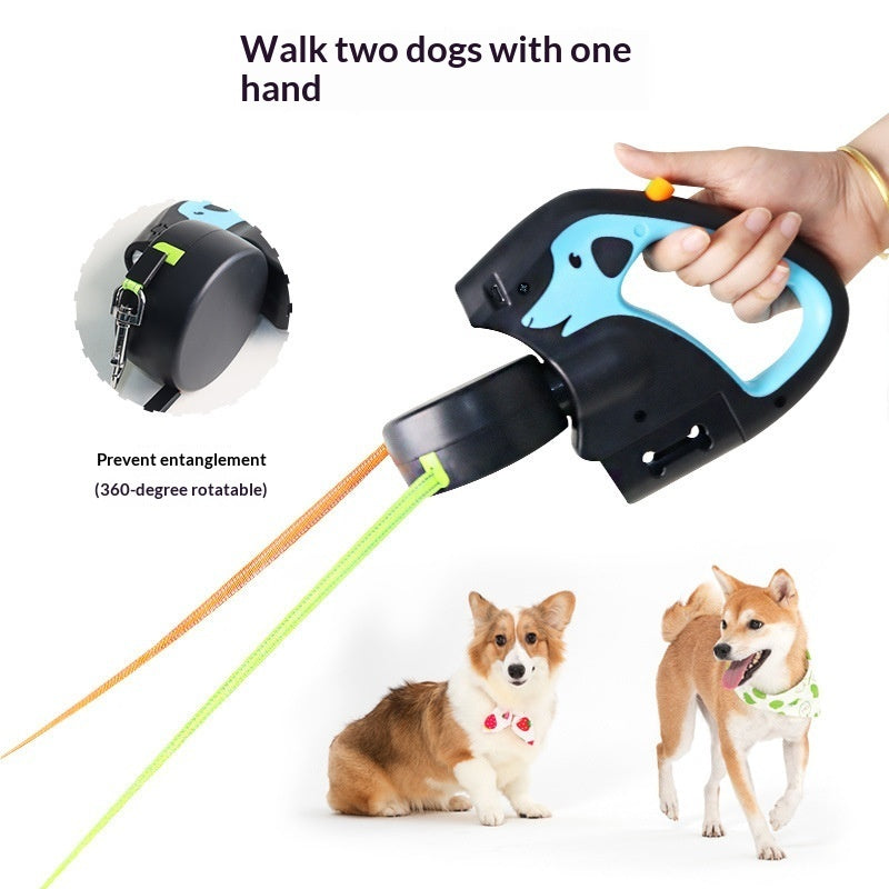 Dog Double Leash With Automatic Retraction
